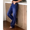 thumbnail image 7 of Necooer Women's High-Waisted Wide-Leg Jeans, Distressed Boyfriend Relaxed Fit, Stretchy Denim Pants, 7 of 7