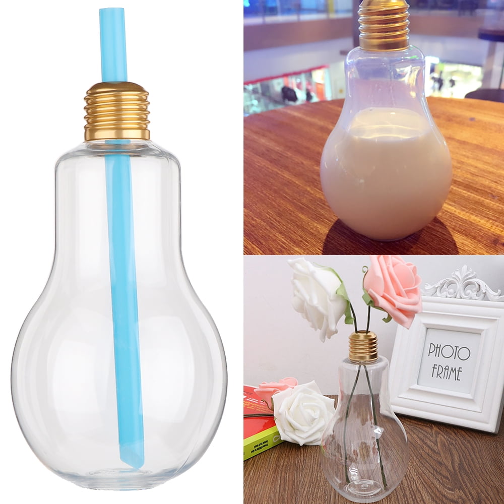 Luminous Plastic Light Bulb Shaped Bottle Drink Cup Water Bottle Party Home Deco 