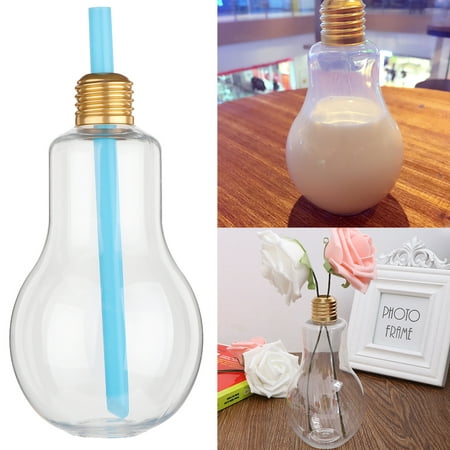 

New Bulb Water Bottle 200ml Brief Bottle Shape Summer Bottle Bulb Cute Leak-proof Party Light Fashion Juice Creative Milk Glass