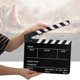 thumbnail image 1 of Tablero de aplausos, acrílico, Director de Escena, claqueta, TV, película, Tablero de acción, Corte de película, Accesorio con bolígrafo, para Accesorios (Pizarra en Blanco y Negro PAV1BBE) Amonsee NO, 1 of 6