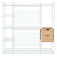 thumbnail image 4 of Gzxs Wardrobe Closet, 70 Inch Large Portable Clothes Rack for Hanging Clothes, Heavy Duty Metal Garment Rack Storage Organizer with 5-Tier Shelves and 2 Wood Drawers, White, 4 of 7