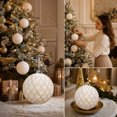 thumbnail image 5 of Flocked Christmas Ball Ornament, 6-Inch White Plastic Bauble with Gold Thread Pattern for Tree and Party Decor, 5 of 10