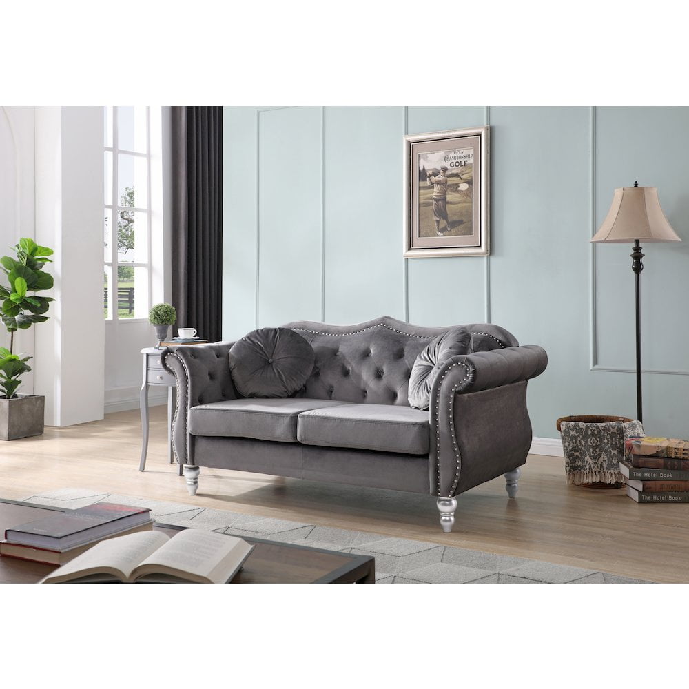 Glory Furniture Hollywood Loveseat in Dark Gray Color