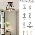 thumbnail image 5 of MONIPA E26 3-Light Rustic Wooden Matte Black Electric Farmhouse Chandelier, 5 of 8