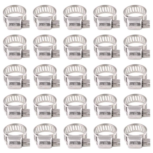 Rustark 25 abrazaderas ajustables [8 a 12 mm] para manguera de engranaje sin fin, abrazaderas para manguera de combustible, kit surtido para fontanería, acero inoxidable 304