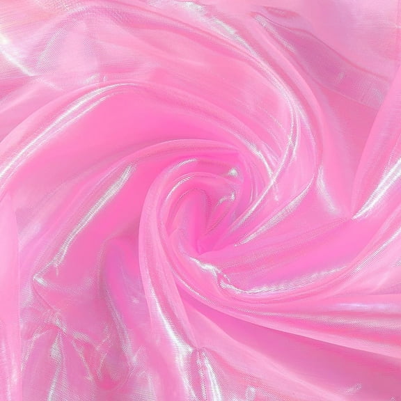 5 Yard Sheer Iridescent Organza Fabric Pink Magic Laser Holographic Gauze Fabric for Costume Curtain Shiny Photography Background for DIY Dress Curtain Background Wedding Party Home diy