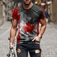 thumbnail image 2 of Mens Casual Pantalones Cortos Raya Impresión Suéter Fitness Deportes Camiseta, Poliéster Cuello Redondo Blusa para Al Aire Libre, Diario Y Primavera Verano Desgaste, 2 of 5