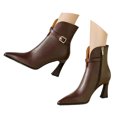 thumbnail image 3 of Women's Ankle Boots Stylish Pointed Toe Leather Ankle Boots With Zipper Detail And Stiletto High Heel For A Retro Comfortable Vibe, 3 of 9
