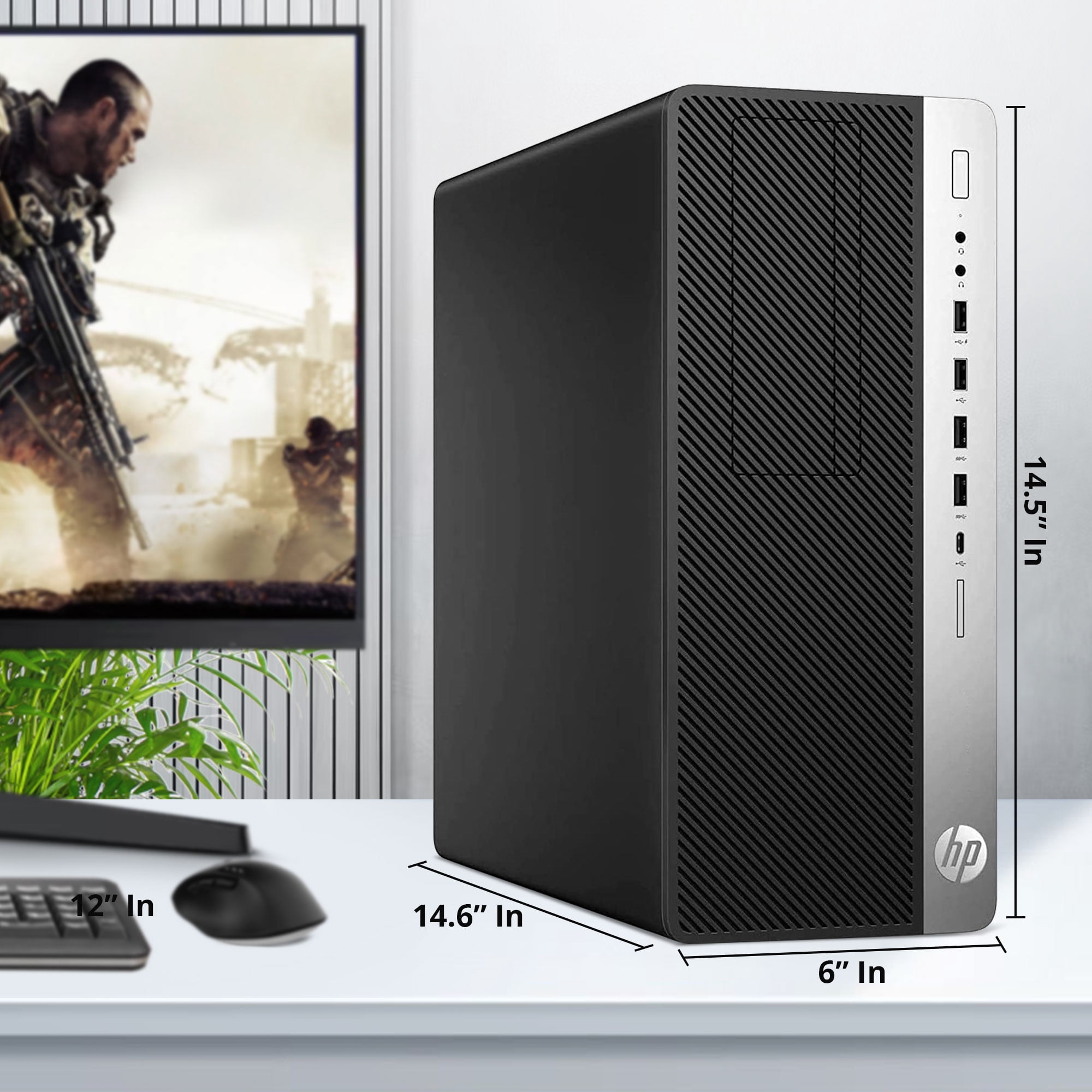 Restored HP G4 Gaming Tower Desktop Computer PC i5-8500 upto 4.10GHz 32GB Ram, 512GB SSD 1TB HDD Nvidia GeForce GTX 1050Ti, Bto Keyboard & Mouse, Windows 11 Professional (Refurbished)