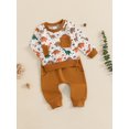 thumbnail image 4 of Baby Toddler Boys Pants Clothing Set, 0 6 12 18 24 Months 2T 3T Long Sleeve Crew Neck Dinosaur Print Sweatshirt with Elastic Waist Sweatpants Infant Outfits, 4 of 9