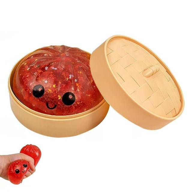 Dumpling Squishies, New Mystery Glitter Dumpling Squishies Box, Colorful Dumplings Stress Balls Fidget Sensory Toy, Soft Squeeze Decompression Dough for Anxiety Relief Fidget