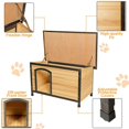 thumbnail image 7 of Pefilos 45" Wood Dog Houses for Medium Dogs, Outdoor Weatherproof Pet Cat House with Hinged Roof, Beige, 7 of 7