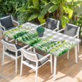 thumbnail image 2 of Spring Leaves Table Cloths for 6 Foot Rectangle Tables, Pastoral Garden Botanical Gray Plaid Patio Waterproof Elastic Fitted Tablecloths, Washable Rectangular Table Cover for Camping, 2 of 8
