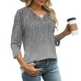 thumbnail image 4 of LiMoi Fall Tops for Women 2025 Women's Tops 3/4 Length Sleeve Womens Tops Loose Fit Women's Blouses New & Trending Gifts, 4 of 7