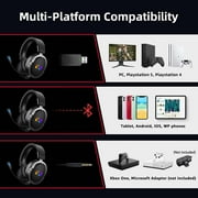 Seenda Wireless Gaming Headset for PS4 PC Xbox One PS5 Controller, Noise Cancelling Over Ear Headphones with Mic, LED Light, Bass Surround
