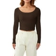 thumbnail image 4 of Blusa ajustada de manga larga acanalada, blusa de manga larga para mujer Blusa ajustada de manga larga acanalada para mujer Elegante y moderna, 4 of 8