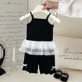thumbnail image 3 of Stamzod Toddler Girl Outfits Casual Lace Camisole Tops + Ribbed Shorts Set Girls Summer Clothes Black 2 Years, 3 of 6