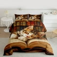 thumbnail image 2 of Homewish Cute Cat Queen Comforter Set,Kawaii Pet Animal Bedding Sets,Retro Book Bedding Comforter Set For Girls Boys,Ultra Soft Home Decor Reversible,3pcs, 2 of 8
