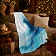 thumbnail image 3 of Curling Blue Ocean Wave with Soft Aqua Foam, Coastal Surf Art for Beach Lovers, Birthday Gift, Soft Flannel Blanket for Bedroom and Lounge, Fresh Ocean Home Decor, 3 of 9
