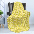 thumbnail image 4 of Yellow Chevron Soft Flannel Fleece Blanket, Thin Yellow and White Chevron Stripes Retro Pattern in Contemporary Design, Cozy Plush for Indoor and Outdoor Use, 50" x 60", Yellow White, by Ambesonne, 4 of 5