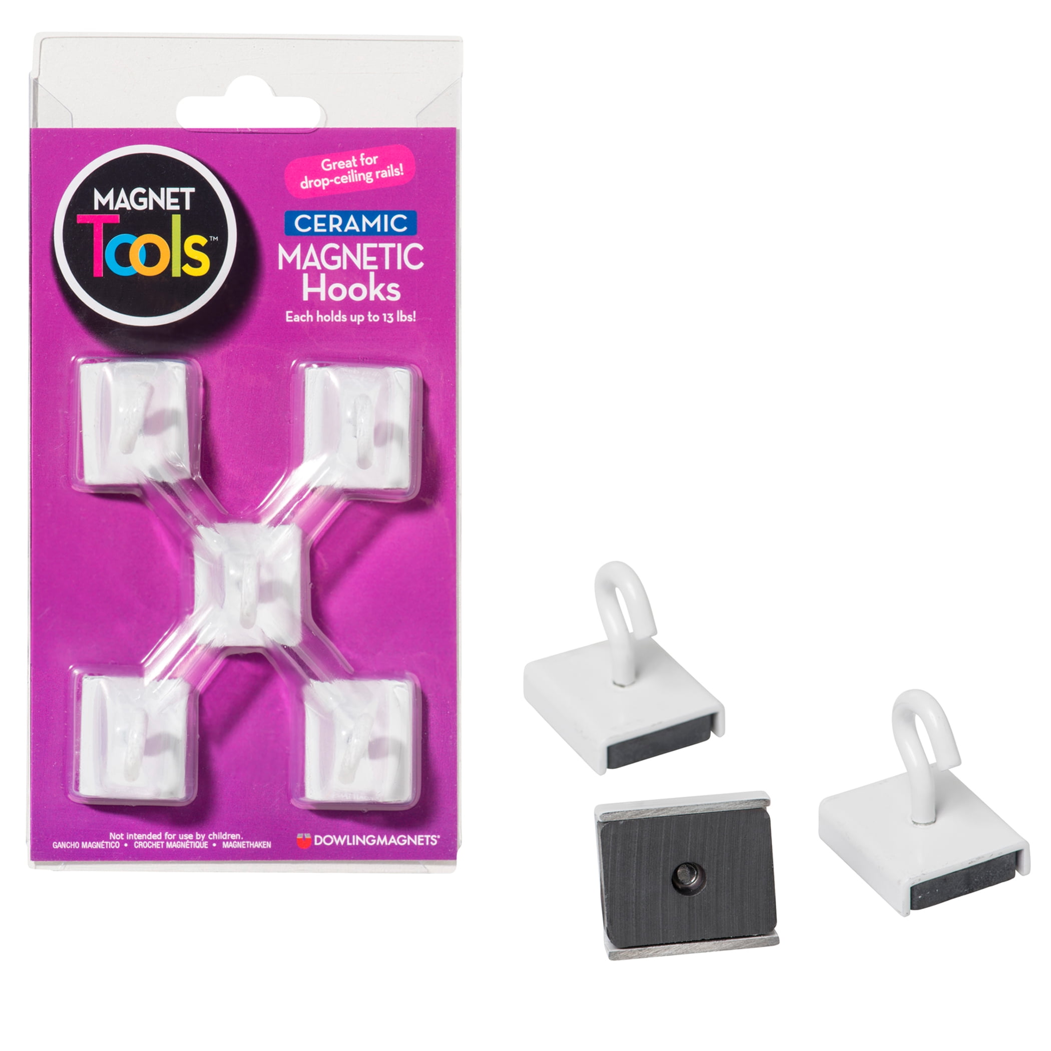 Dowling Magnets Ceramic Magnetic Ceiling Hooks, 5 Per Pack, 3 Packs