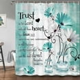 thumbnail image 2 of Rustic Farmhouse Shower Curtain, Farm Teal Daisy Bible Verse Inspirational Motivational Quote Bath Curtains, Country Wooden Turquoise Blue Bathroom Shower Curtains with Hooks, 72X72IN, 2 of 6