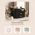 thumbnail image 5 of Countertop Makeup Organizer with Drawers, 3 Tier Cosmetic Storage Box with Beauty Accessories Set, Vanity Bathroom Counter Dresser Skincare Display Case for Lipsticks, Beauty Palettes, Black, 5 of 10