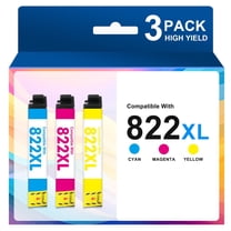 822 XL Ink Cartridges 3 Pack, Compatible for Epson 822XL 822 Color Printer Ink for WorkForce Pro WF-3820 WF-4820 WF-4830 WF-4833 WF-4834 WF-3823 (Cyan, Magenta, Yellow)