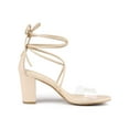 thumbnail image 3 of Unique Bargains Women's Clear Strap Block Heel Lace Up Heels Sandals, 3 of 7