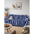 thumbnail image 6 of Vintage Wave Lines Couch Cover for 2 Cushion Couch, Classic Minimalist Striped Navy Blue Washable Love Seat Sofa Covers Slipcover, Throw Sofa Covers for Pets, Furniture Protector 71"x102", 6 of 9