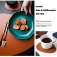 thumbnail image 6 of Faux Leather Placemats and Coasters Set of 2, Round Leather for Dinner Table Mats Heat Resistant Non-Slip Washable Insulation Coffee Mats Kitchen Place Mats Nordic Style, 6 of 9