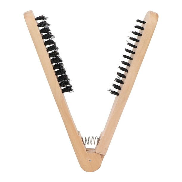 Peine alisador de cabello con cepillo de doble cara, resistente al calor, antiestático, con mango de madera y pinza.