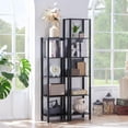 thumbnail image 4 of 54in Tall Bookshelf 5-Tier Small Narrow Bookcase, Skinny Book Shelf for Small Space, Farmhouse Slim Shelf with Storage, Wood Freestanding Display Thin Bookshelves for Living Room, Office, Black, 4 of 16