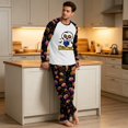 thumbnail image 3 of DORKASM Men's Halloween Pajamas Sets 2 Piece Long Sleeve Loungewear | Breathable Pj Shirts & Soft Cozy Halloween Pajama Pants with PocketsPumpkin Graphic Sleepwear Black L, 3 of 5