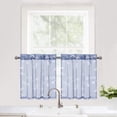 thumbnail image 1 of GlowSol 26"W x 24"L Sheer Cafe Curtain Ribbon Embroidery Short Window Curtain Rod Pockrt Half Window Voile Kitchen Curtains, Dusty Blue, Set of 2, 1 of 6