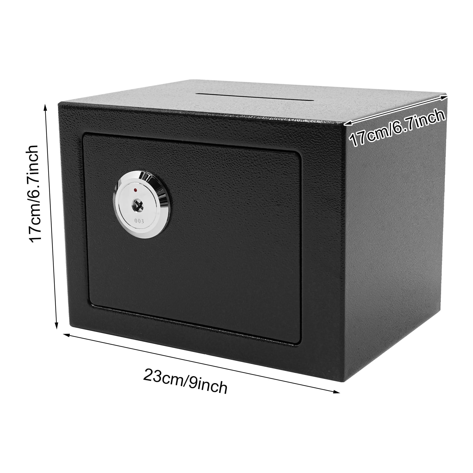 Black Small Safe Box with Drop Slot, Safety Box for Money, Depository Safe with Drop Slot Mountable Cash Box with Lock for Home & Office Security