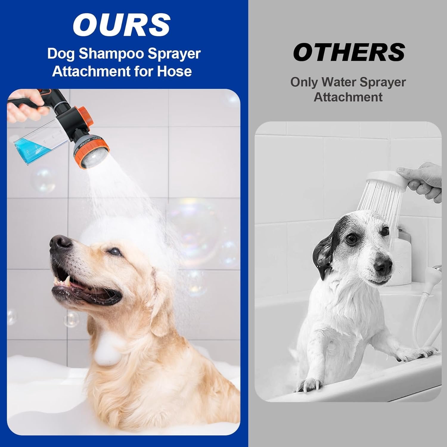 Pet  Wash Sprayer Shampoo & Soap Dispenser, Hose Nozzle for Indoor/Outdoor Use with 3/4' GHT Male x 1/2' NPT Male Connector,  Wash Hose Attachment for Pet Bathing, Watering,  Washing