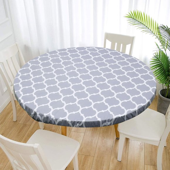 Tablecloth Flannel Backed Table Cover Fitted Vinyl Table Cloth Oil & Waterproof Wipeable Table Protector for Indoor Outdoor