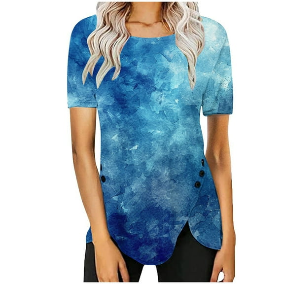 Dressy Summer Tops for Women Over 50 Plus Size T Shirts Loose Fit Casual Summer Clothes for Women Over 50