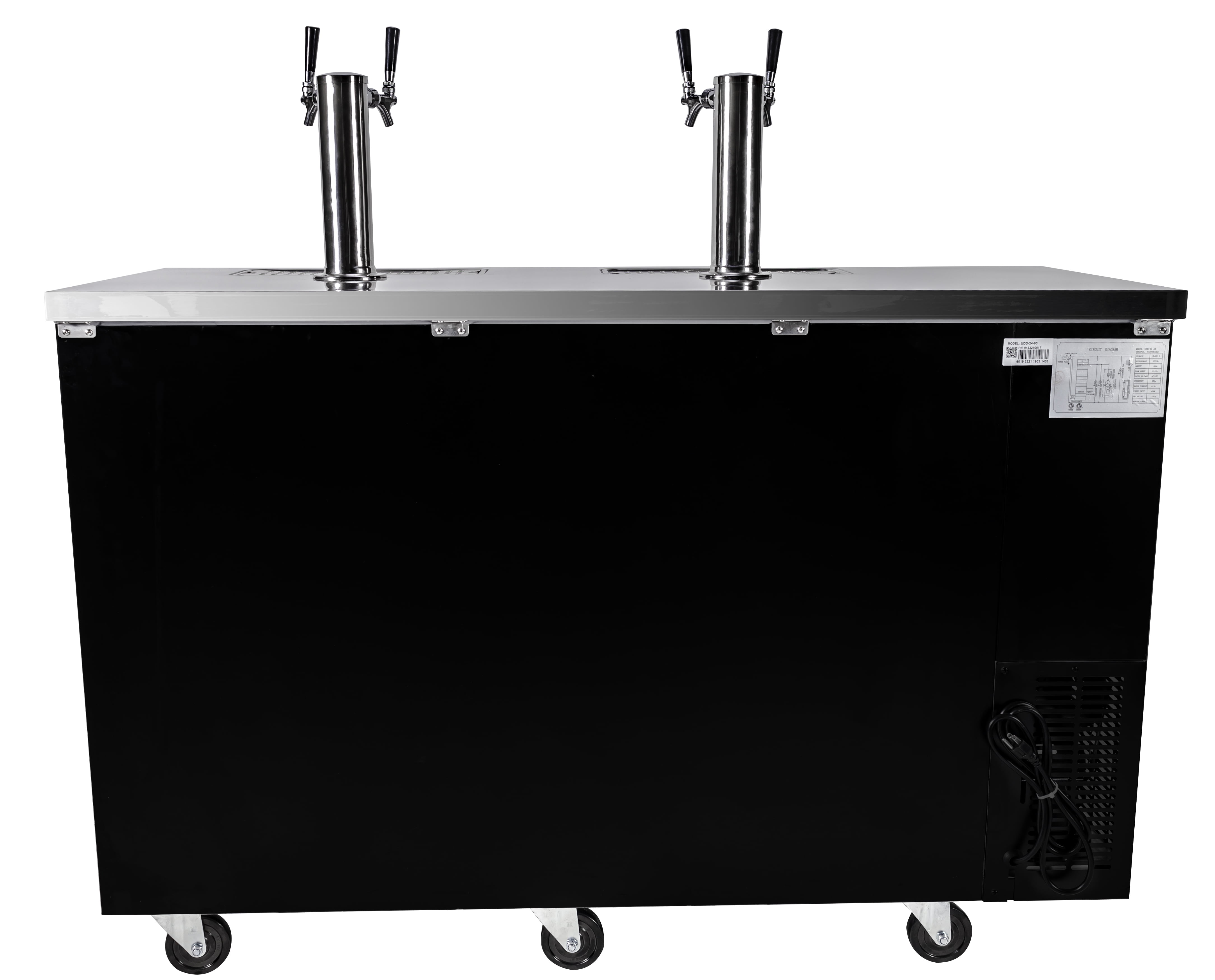 Heavy Duty Commercial 2 Tap Black Beer Dispenser (24" depth 60" length)