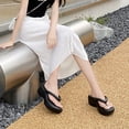 thumbnail image 6 of Slippers for Women,Platform Flip Flop With Arch Support Casual Comfortable Wedge Flip Flops Summer Beach Sandals Thong Slippers,Womens Slippers,Black,6.5, 6 of 9