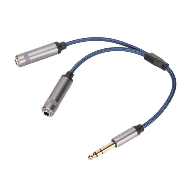 Cable femenino de 6.35 mm de macho a 2 6.35 mm, cable de audio estéro de aluminio de aluminio de transmisión de alta conectores de fidelidad de Oro chapados para telefonos