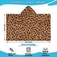thumbnail image 2 of Brown and Black Leopard Print Hooded Bath Towel，60"x35" for Ages 3 To 12 Kids, Quick Dry Lightweight Soft Microfiber Hood Beach Towel Cover Up for Kids, 2 of 7