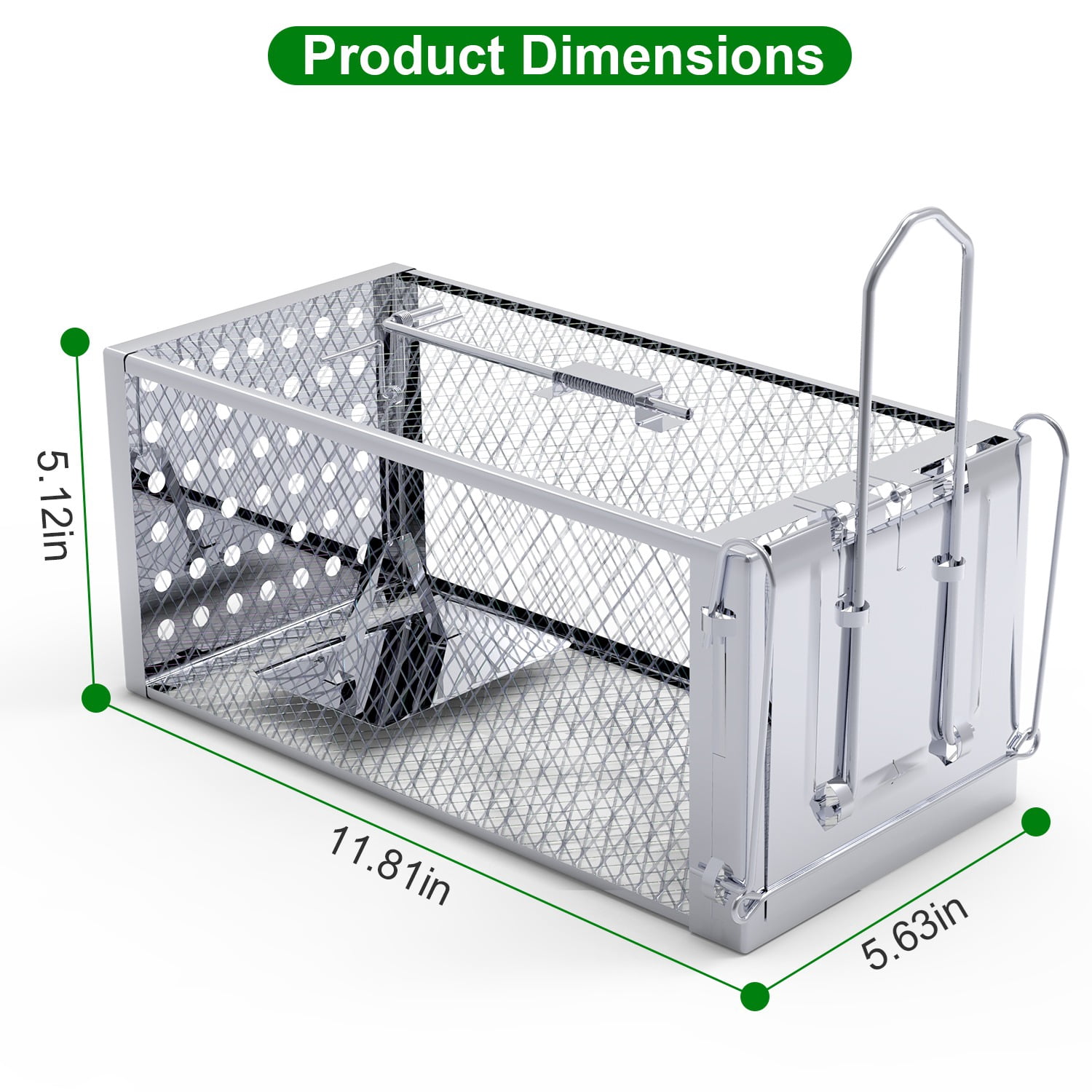 TeqHome Humane Mouse Traps, 11.8" Single Door Rat Trap Cage for Small Rodents Mice Voles Reusable Easy to Set Mice Catcher for Indoor Outdoor