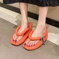 thumbnail image 2 of Anuirheih Flip Flops for Women, Cloud Slides Lightweight Thicken Sole Pillow Slippers Cute Couple Slippers Soft Foam Non-Slip Shower Bathroom Sandals(Orange), 2 of 7