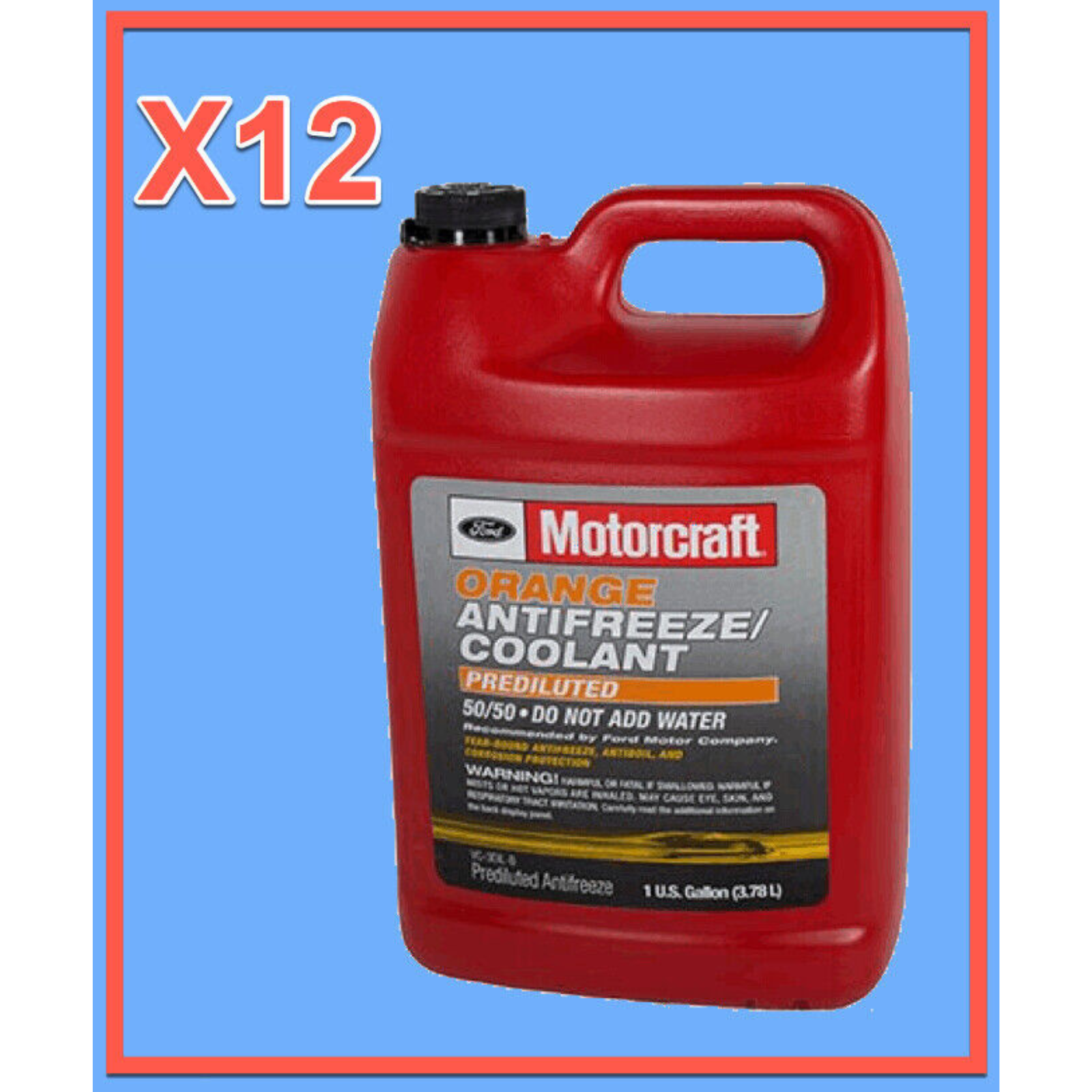 12 Gallons Engine Coolant Antifreeze FORD MOTORCRAFT Orange/Yellow Pre