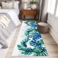thumbnail image 4 of Runner Rug 2'x6', Blue Teal Leaves Washable Non-Slip Hallway Runner Rugs, Summer Botanical Watercolor Leaf Bedside Rugs Floor Mats Carpet Runners for Kitchen Bathroom Laundry Room, 4 of 8
