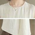 thumbnail image 6 of YUGYXL Cotton Linen Tank Top for Women Sleeveless Round Neck Tops Casual Solid Color Flowy Tanks Loose Back Slit Shirt Vest Beige L, 6 of 9