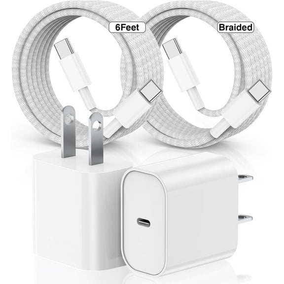 Wall Charger Compatible with iPhone 15 16 Charger Fast Charging,20W USB C Charger Block with 60W 6FT USB C Braided Cord Compatible for iPhone 16 15 Pro Max/Pro/Plus/iPad Pro/Air Case