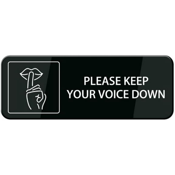 Please Keep Your Voice Down Sign For Business Self Adhesive Signs Industrial Warning Signs For Office Outdoor Indoor Supplies 10"X3" (Black And White)